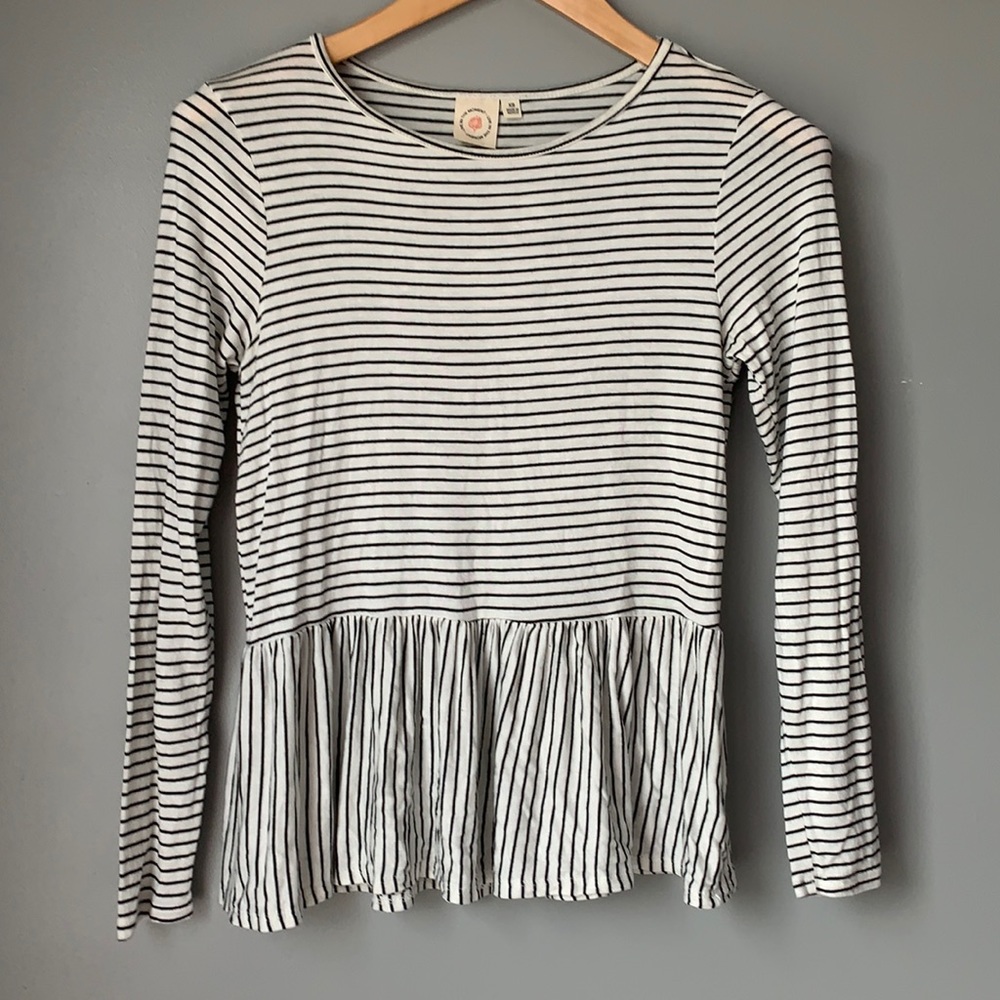 50% off Peplum Striped Long Sleeve Shirt
